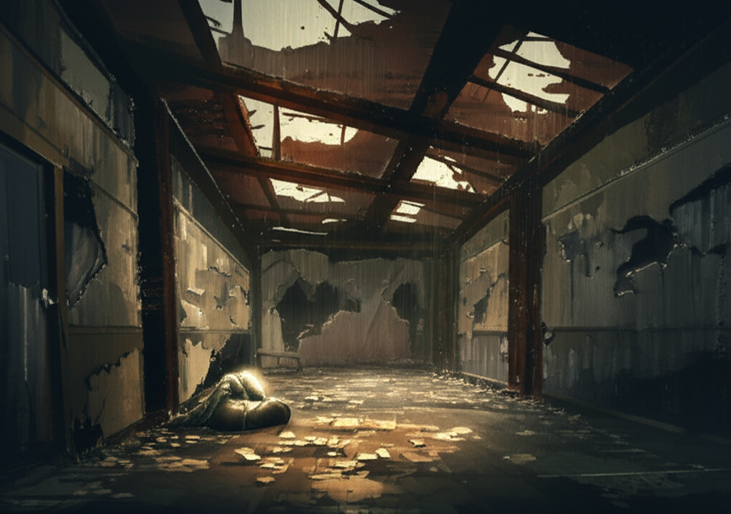 Ruined post office interior