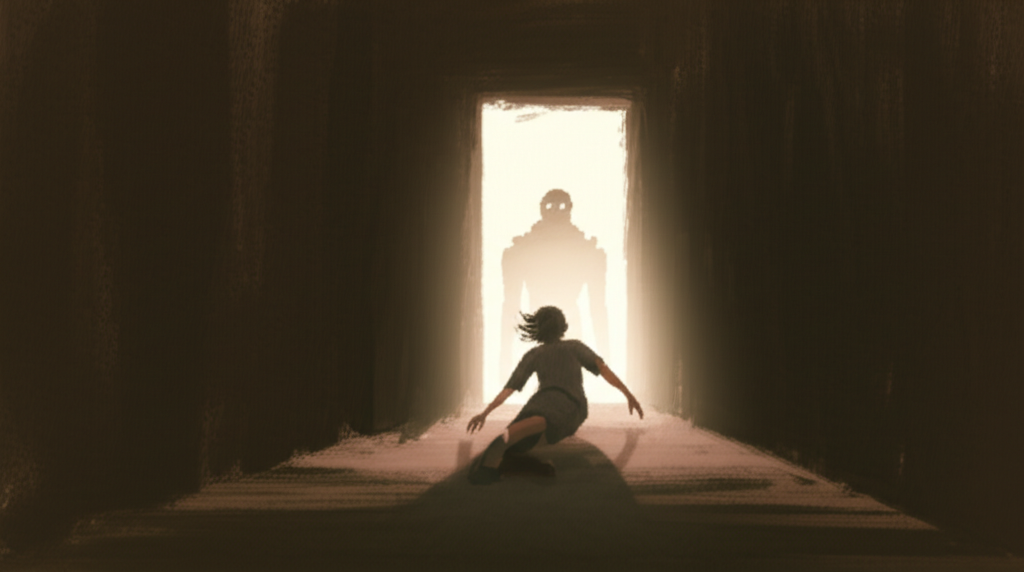 Sarah reaching the surface